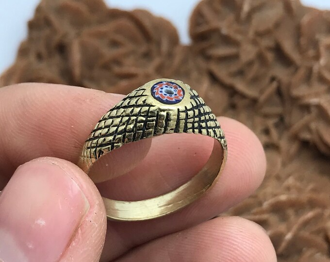 tuareg copper ring handmade ethnic tuareg ring with chevron bead
