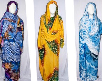 Tuareg Melhfa Dress: Sahraoui Cotton Scarf, Natural Dye