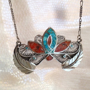 Collier Ancien Argent Sterling Et Améthyste Filigrane - Début 1900 - Occasion