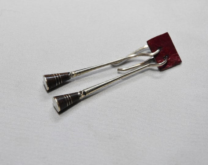 Tuareg earrings in silver and ebony wood, handmade