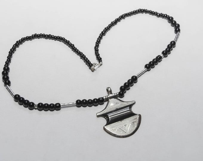 tuareg Necklace Ebony Silver - African Necklace Silver
