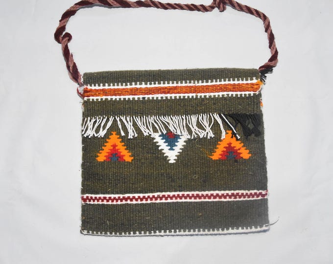 Authentic Amazigh Wool Bag - Tribal Moroccan Kilim Purse - Handmade Artisan Gift for Her