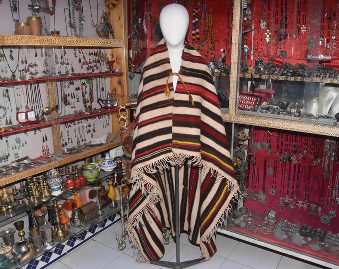 Old Wedding Blanket Handira brown , moroccan carpet, berber, bedding blanket, Handmade and High Quality, old berber handira 1950s