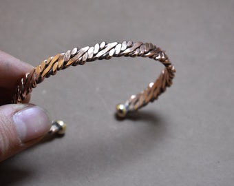 Handmade Copper Medical Alert Bracelet: Adjustable Tuareg Style