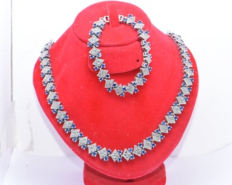Ensemble De Luxe Femme Argent Collier Et Bracelet , Parure En Argent Moderne