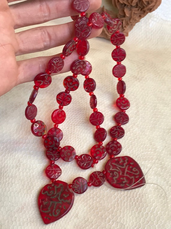 Vintage Mauritanian Bead Necklace: Rare Antique Glass, Arabic Script