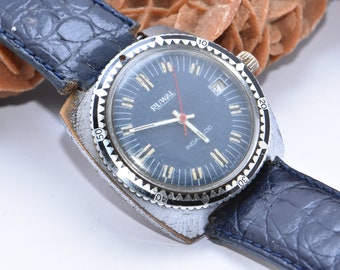 RUWAL Vintage swiss manual winding watch Aquaproof 50 meters Cal AS 1950/51 *** DIVER
