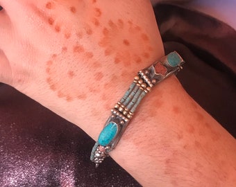 Bracelet turquoise corail artisanat maroc, Bracelet de bonne chance, Yoga, Protection, femme