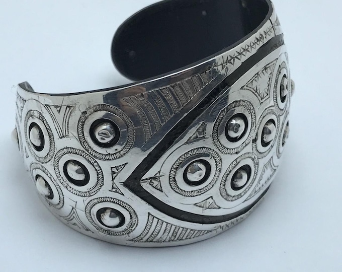 BRACELET Tribal ethnique Afrique subsaharienne Pbeaux argent ébène Mauritanie incisée