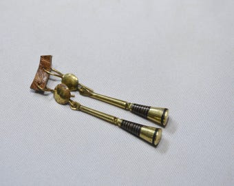 Tuareg earrings Brass handmade,ethnic touareg earrings,engraving by hand,african jewelry,african fabric,tribal earrings,african earrings