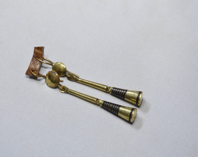 Tuareg earrings Brass handmade,ethnic touareg earrings,engraving by hand,african jewelry,african fabric,tribal earrings,african earrings