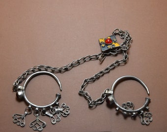 Vintage Berber Silver Earrings: Moroccan Ethnic Ornament