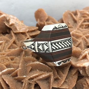 Touareg ring with ebony silver stirling work by hand ethnic ring,berbère bague,touareg bague,chic bague,ethniques bague