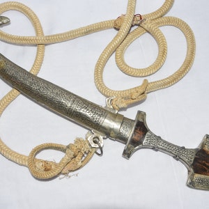 antico pugnale marocchino fatto a mano anni '40 con cintura di seta Moroccan Dagger
