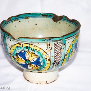 Bol aux rouelle ÉTOILÉES, zlafa, maroc, FÈS, milieu 18E SIÈCLE , Plat Marocain Mokhfia  Décor Tortues Fekroune Taches  Céramique