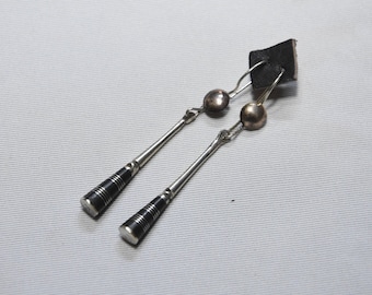 Tuareg earrings ebony handmade by tuareg , silver tuareg ebony earrings