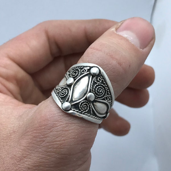 bague filigrane argent massif fait a main,berbère bague filigrane de tiznit, ,ring touareg filigran,bague marocain