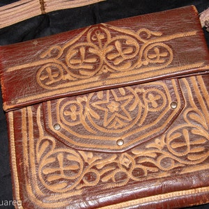 Old Leather Moroccan Satchel Bag 1950s