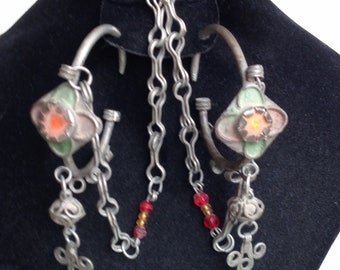 Rare boucles d'oreilles Akhsass anciennes en argent,Boucles d'oreilles en argent Ida Semlal