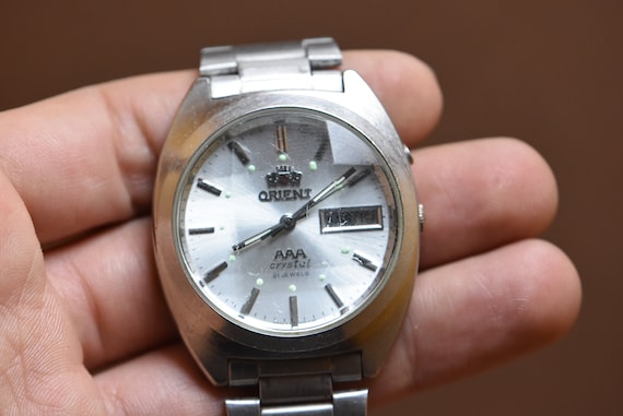 Vintage ORIENT Watch Automatic 21 Jewels Water Resistant Whitte Day Date Watch Etsy