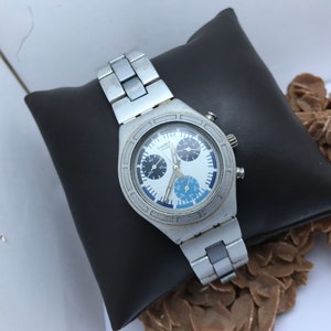 swatch irony aluminium , SWATCH Irony Rare 2004 Chronograph Watch ‘Panda’ silvered dial Aluminium
