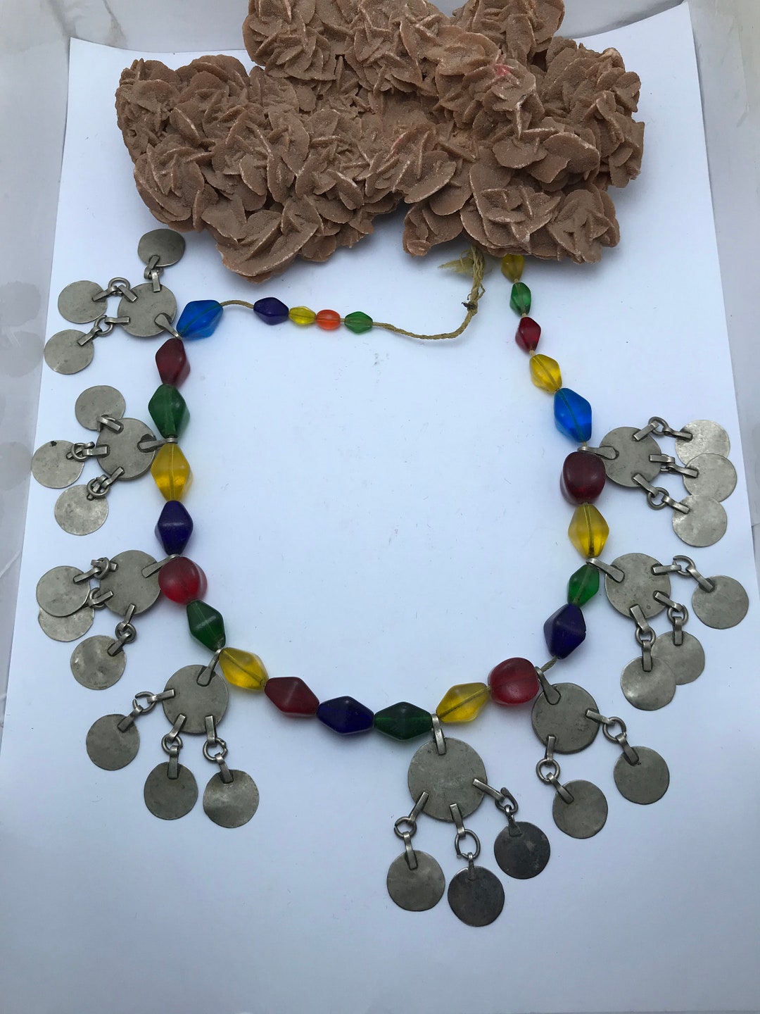 Collier Ancien Berbère En Argent Et Ambre - Bijou Ethnique Occasion