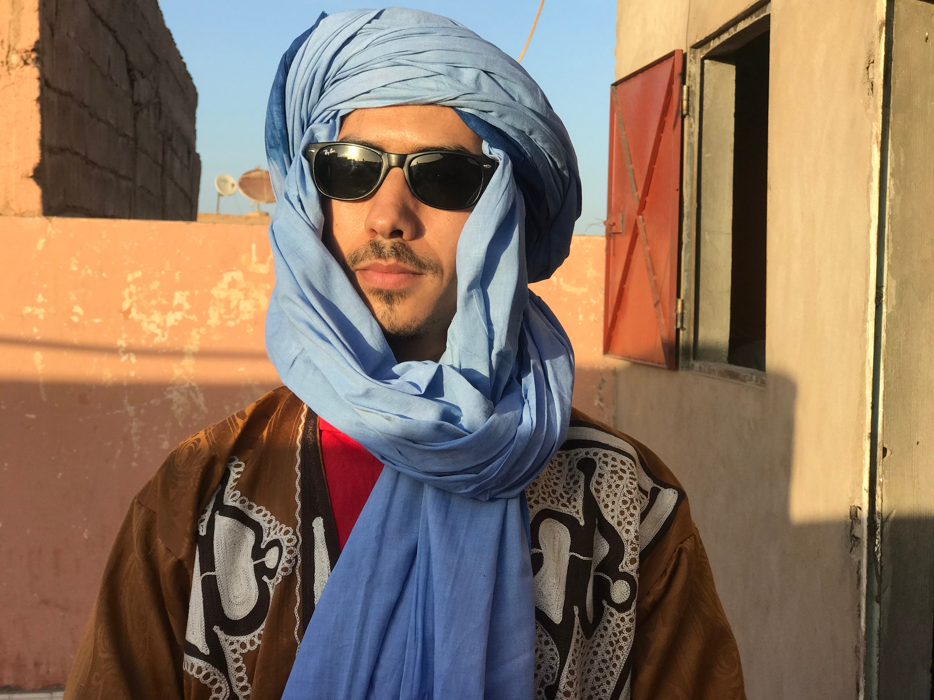 Cheche Touareg Foulard Echarpe Coton Homme/Femme Noir Véritable Mali