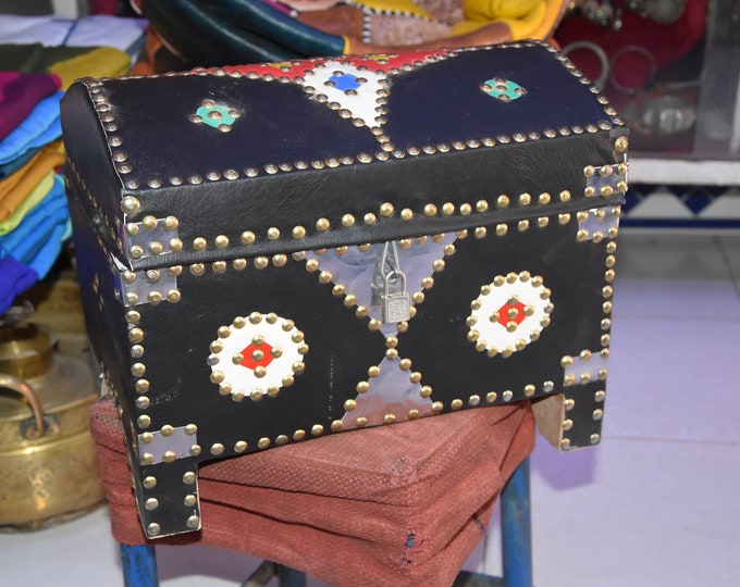 Moroccan Box Jewelry , Moroccan chest Berber , Black Tuareg Chest