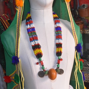 Amazigh Necklace Vintage jewelry - ethnic necklace old glass beads ,vintage berber necklace