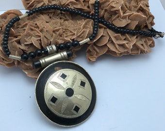 Touareg collier argent et bois d'ébène ethnique collier super