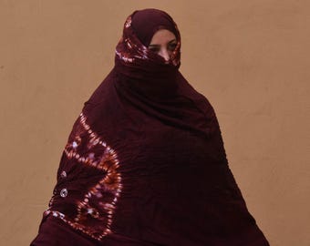 Tuareg Woman Dress Melhfa Nila , Nila Melhfa Indigo color , marriage femme touareg