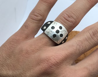 Tuareg Ring ebony ,african ebony rings ,handmade ebony ring with silver