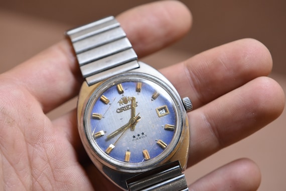 Vintage ORIENT Watch Automatic 17 Jewels Water Resistant Green Day Date Watch Etsy