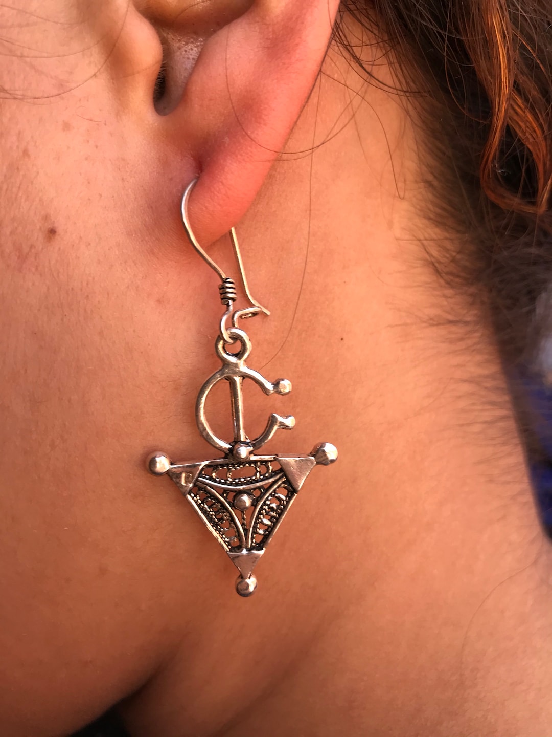 Boucles D'oreilles Ethniques Berbères Tiznit - Argenté Avec Perles - Style Tribal Oriental - Neuf Sans Emballage