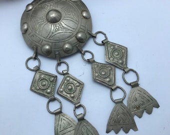 old ethnic berber pendent fibula broche