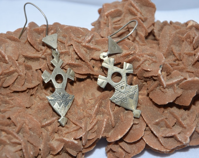 Touareg argent boucles d’oreilles, boucles d’oreilles ethniques, boucles d’oreilles Tribal argent, cadeau femme ,south cross earrings tuareg