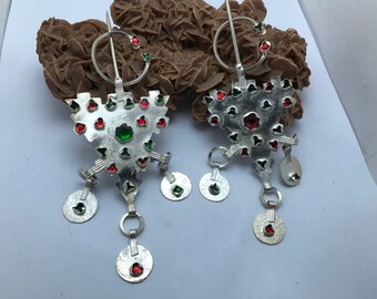 paire fibule berbère de sur marocain tafilalet ,ethnique marocaine fibule argent,fibule tiznit morocco