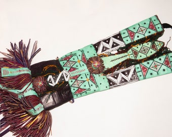 Handmade Touareg Leather Wallet: Berber Tribal Design (50cm x 14cm)