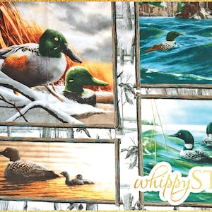 Loon Fabric By the Panel, Pride of the Lake by Kevin Daniel Wilmington Prints, Duck Cottage Hunting Lodge Cotton Quilting Panels