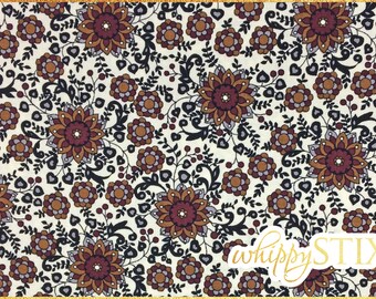 Floral Medallion Fabric, Yvette by Blank Quilting 6812, BTY Brown Rust Flower Vine Scrolls, Quilters Cotton, Hard to Find