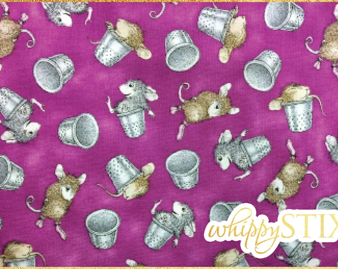 Mouse And Raspberry Fabric RARE! Mouse Fabric by the Yard, Ellen Jareckie House Mouse Designs Sew ...