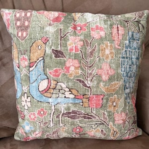 P. Kaufman "Locanda" Celery  Print Handmade Pillow Cover