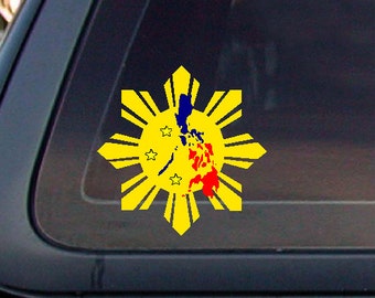Philippine Flag SUN STAR ISLAND,5.4 x 5.4, Car Decal,Sticker,Car window decal, Car sticker. *Free Shipping*