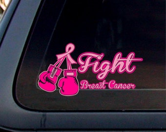 Breast Cancer 'Fight Breast Cancer' Boxing Glove Pink Ribbon Car Decal  Sticker,7 x 3.5 Decal,Sticker,Car decal,Car sticker. *Free Shipping*