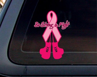 Breast Cancer 'Be Strong & Fight' Boxing Glove Pink Ribbon,6.5x4.5, Decal,Sticker,Car window decal, Car sticker. *Free Shipping*