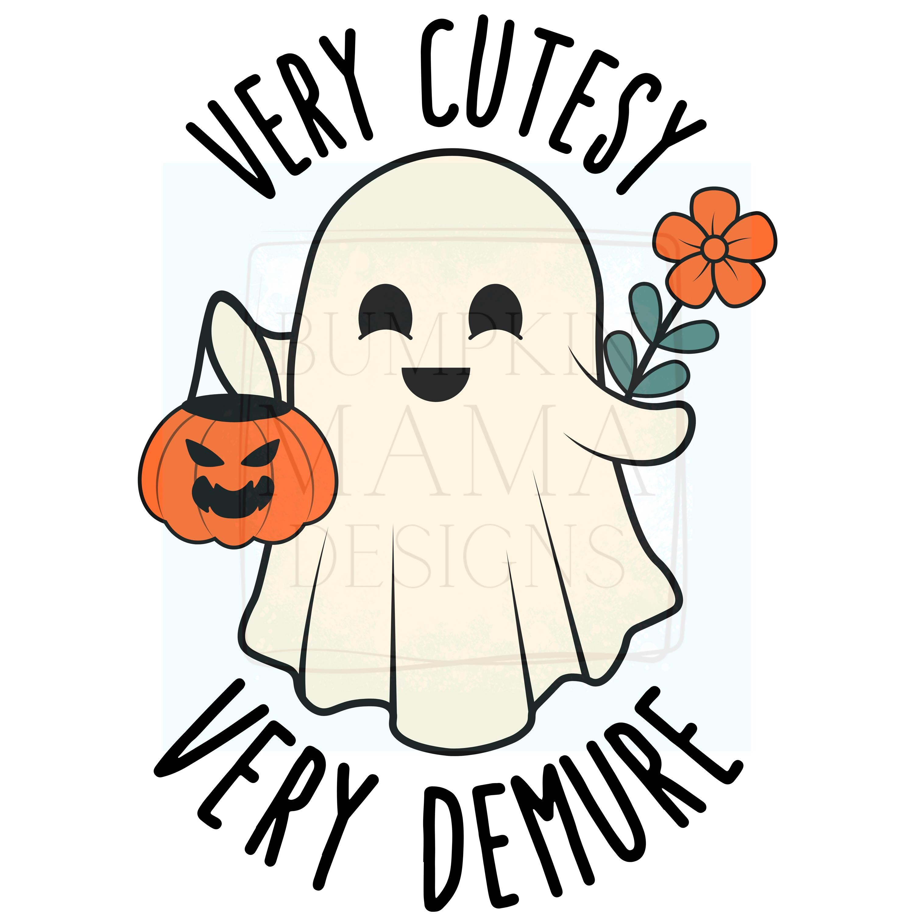 Very Cutesy Very Demure Ghost PNG Digital Design Halloween Floral DTF ...
