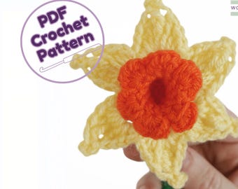 Patrón PDF de flor de narciso a crochet Descarga el patrón digital