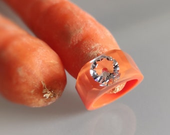 Oranje harsring met zirkonia - statement ring - hars sieraden - geometrische ring - unieke oranje ring - wortelband - cadeau voor haar