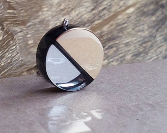 Mirror Necklace - Minimalist Round Necklace - Recycled Jewelry - Mirror Pendant - Gold and Silver Round Pendant - Recycled Necklace