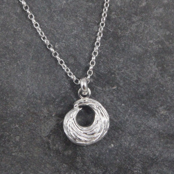 Ebb and Flow Medium Wave Pendant - Sterling Silver Wave necklace - double wave pendant - Ocean Inspired jewellery - hand made in Cornwall